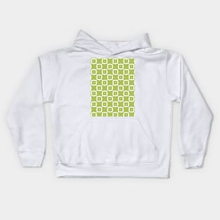 Pistachio green floral and rectangle pattern Kids Hoodie